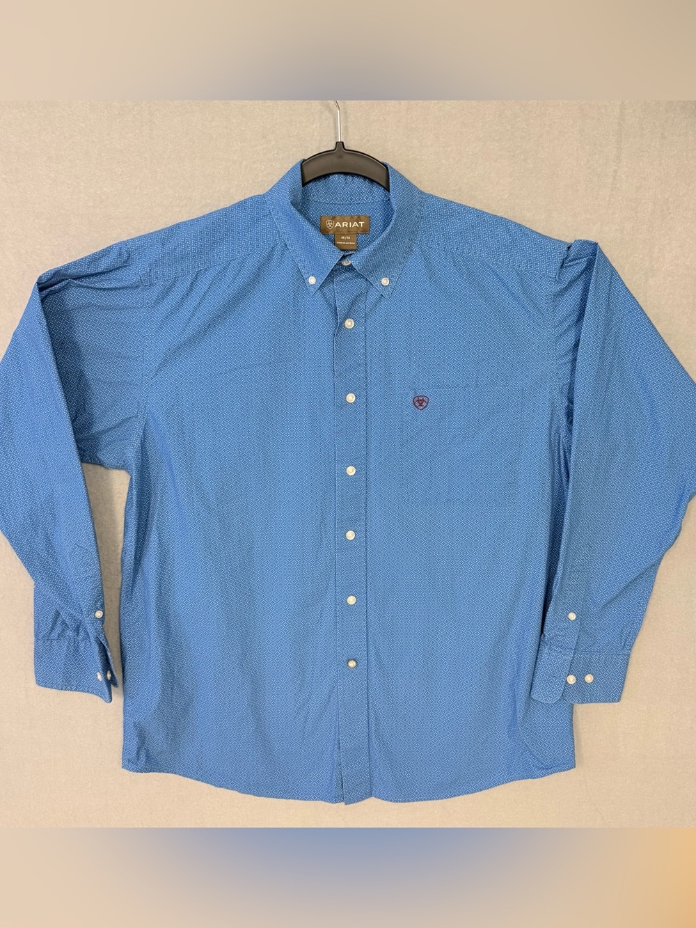 Ariat Men's Medium Blue Geo Pattern Button Down Long Sleeve Western Shirt M
